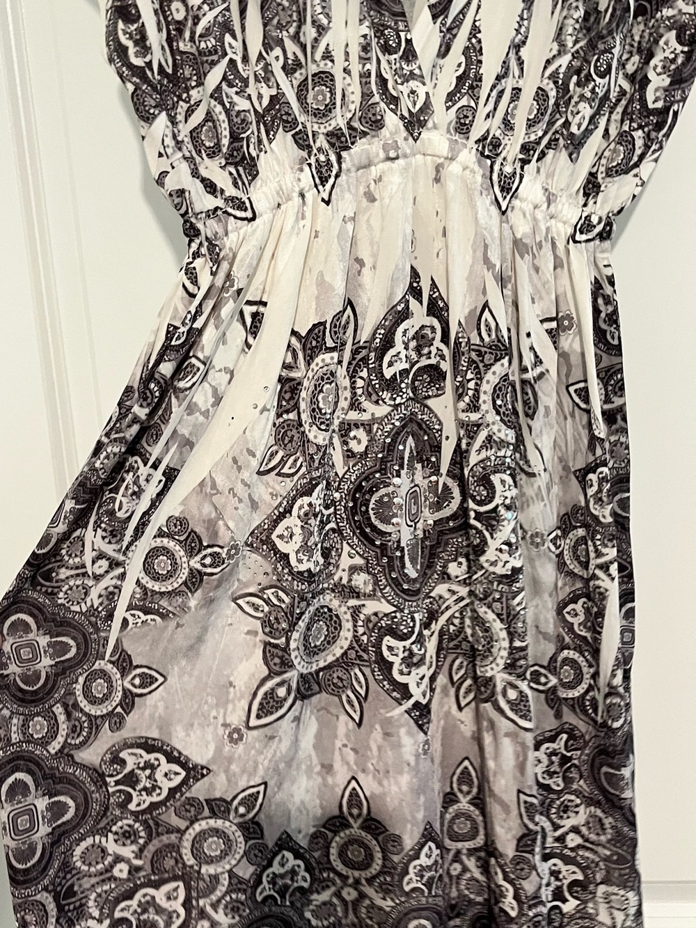 Cristinalove Black & White Paisley Casual  Dress